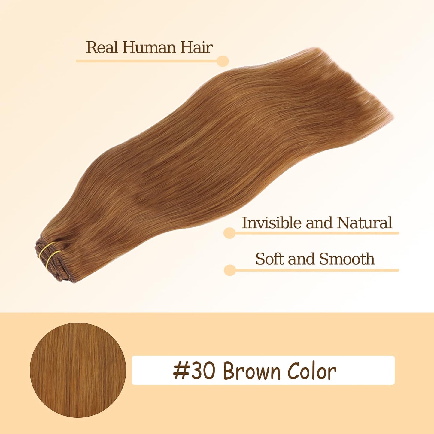 Clip in Hair Extensions Real Human Hair #30 Brown, 28 Inch 120g/7Pcs,Full Shine Remy Human Hair,Light Brown Straight Clip ins Brazilian Virgin Human Hair Extensions