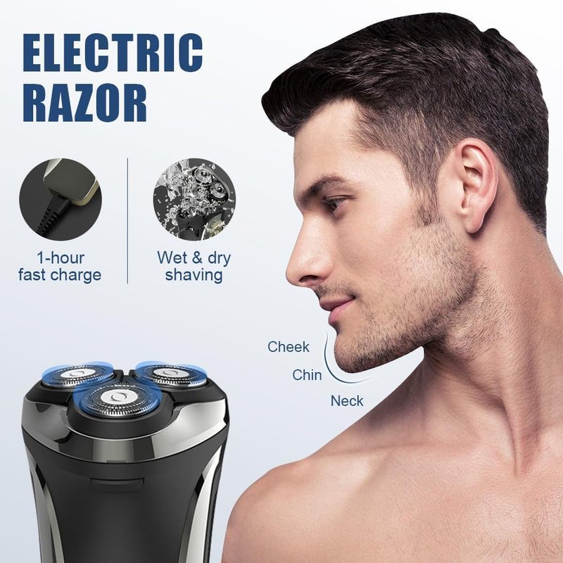 Snapbuy Electric Razor for Men,Snapbuy Razor,Electric Shavers for Men, 4D Floating Head Rotary Shaver,Ipx7 Waterproof, 2025 New Electri c Shaver with LCD Display & Quiet Motor,Fast Charging(Blue)