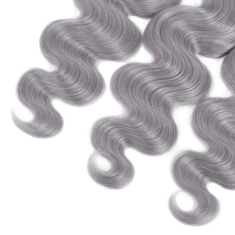 26 28 30 inch Grey Bundles Human Hair Silver Bundle Gray Body Wave Bundles Brazilian Remy Gray Hair Extensions for Women