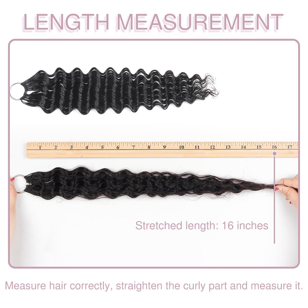 Human Crochet Hair for Black Women 16 Inch 150g Pre Separated 120 Strands Deep Wave Feather Crochet Human Hair Extensions Invisible Miracle Knots Crochet Hair Human Hair Crochet Bundles Natural Black