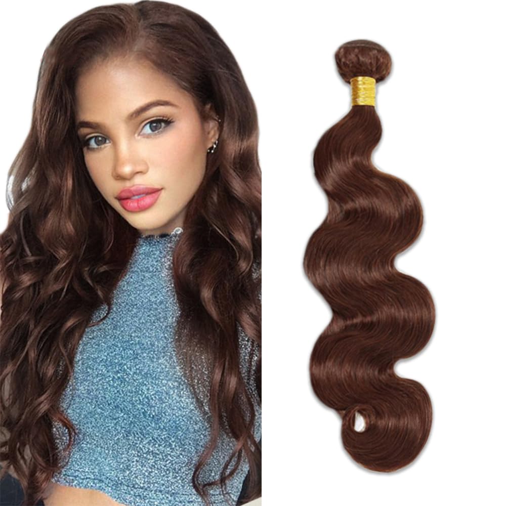 #4 Brown Bundles Human Hair Body Wave Bundles 22 Inch Chocolate Body Wave Bundles Unprocessed Brazilian Virgin Hair 1 Bundle 50 Gram Per Bundle Deals Quick Weave Hair Extensions For Woman