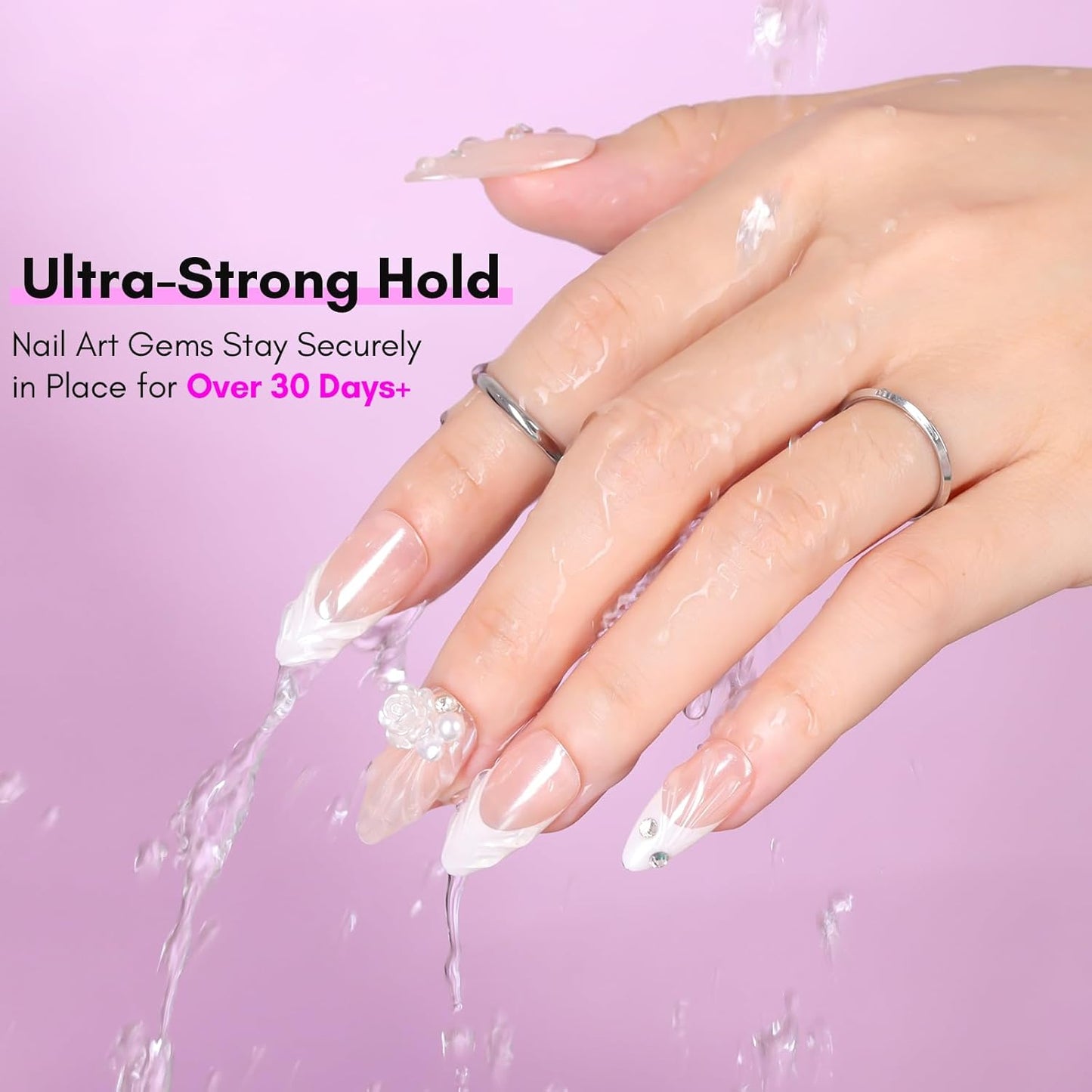 Nail Rhinestone Glue Gel - Super Strong Adhesive for Nail Art | 15ml Clear Gel with Brush Pen