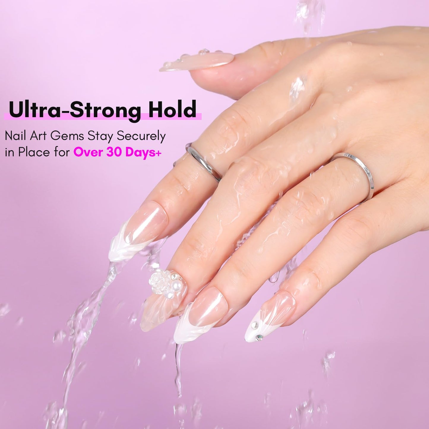 Makartt Nail Rhinestone Glue Gel with Brush Pen Set, 15ml Clear Nail Gem Glue Wipe-Off Super Strong Adhesive Nail Art Glue Gel for Nail Decorations 3D Stones Charms Flowers, Nail Lamp Needed