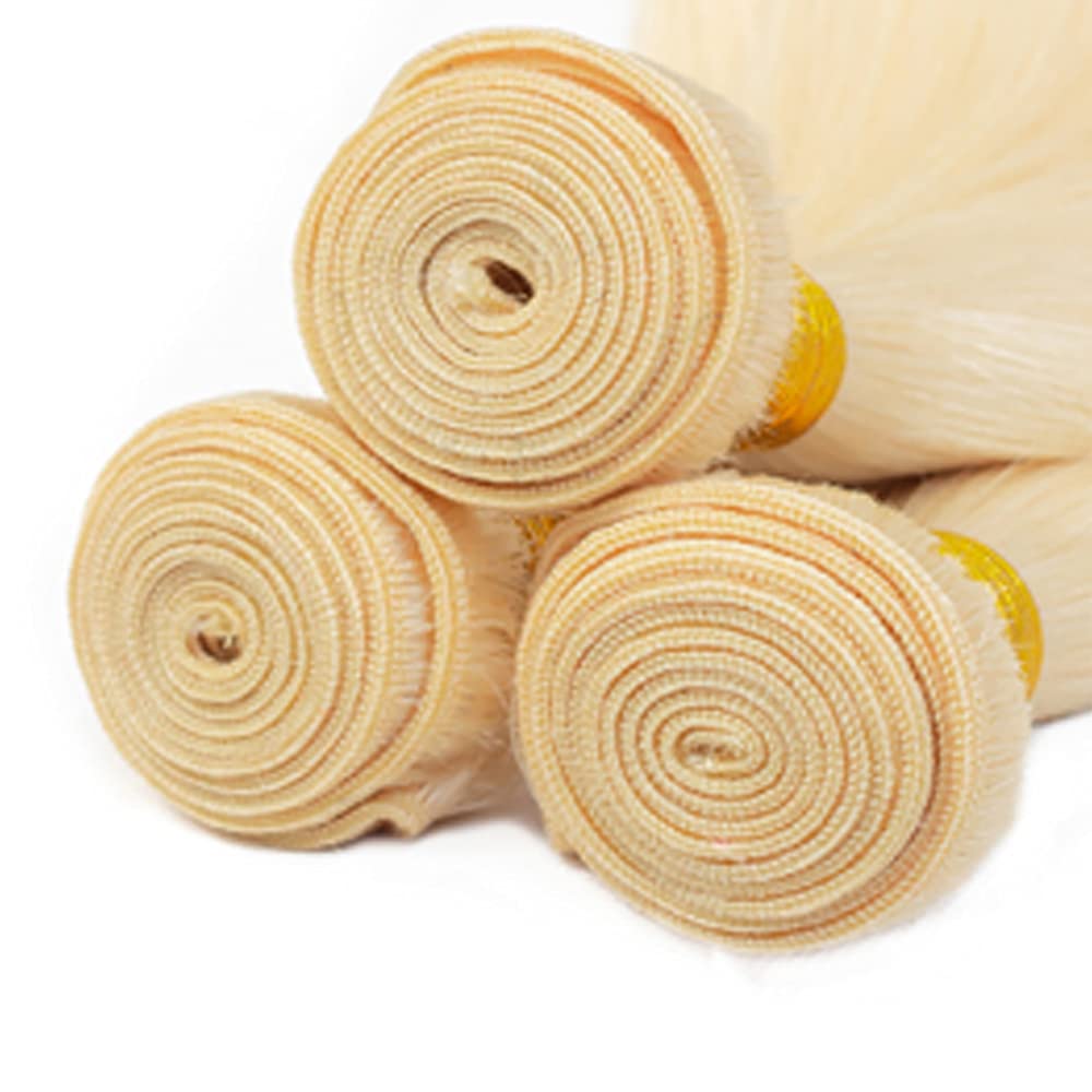 #613 Blonde Bundles Human Hair Honey Blonde Straight Bundles 24 26 28 Inch Unprocessed Brazilian Virgin Hair 3 Bundle Deals Quick Weave Hair Extensions 50 Gram Per Bundle For Woman