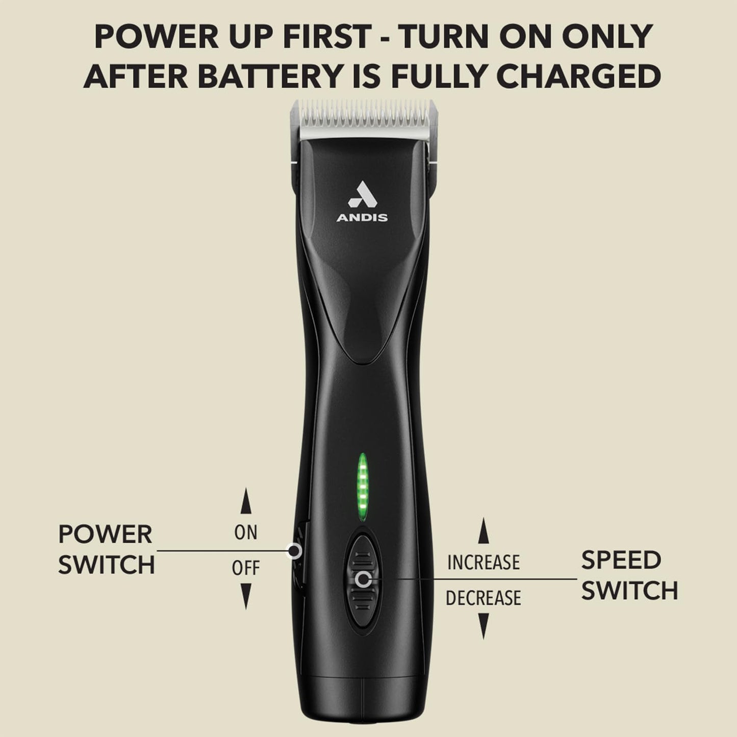 Andis 79170 Pulse Zr II 5-Speed Detachable Blade Clipper, Cordless Animal/Dog Grooming, Removable Lithium Ion Battery, LED Charge Light, Black