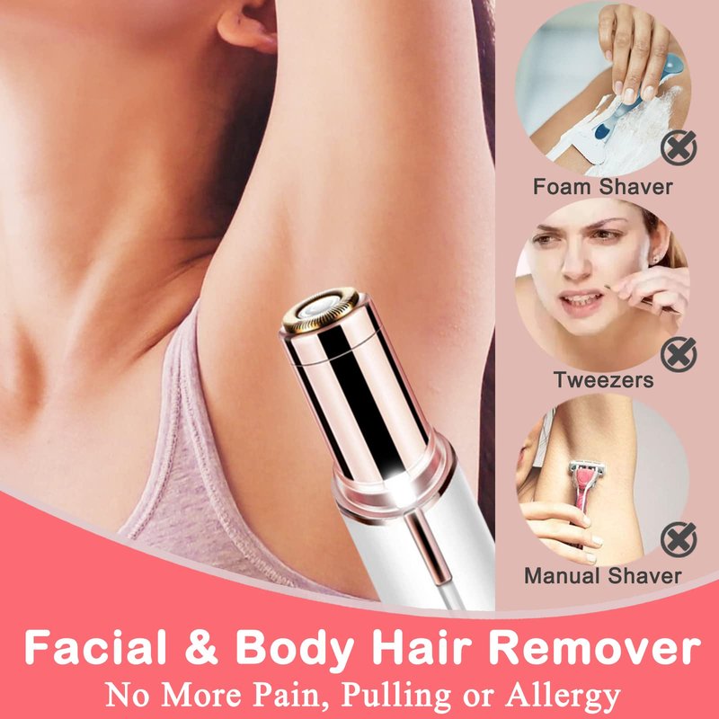 LAIKME Facial Hair Removal for Women, Mini Hair Remover, Electric Razor Shaver Portable Bikini Epilator for Lips, Chin, Armpit, Peach Fuzz, Fingers, Neck, Cheek and USB Rechargeable (White)