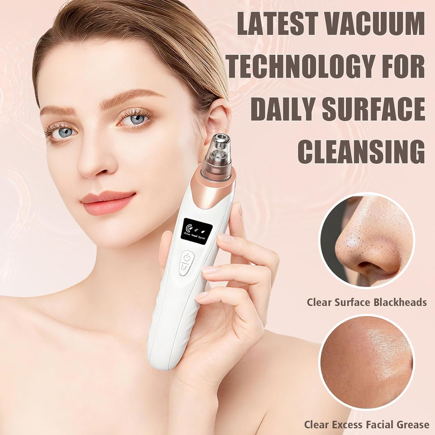 Blackhead Remover Pore Vacuum - USB Rechargeable Facial Cleaner with 5 Suction Levels & Probes | Effective Acne Treatment Tool