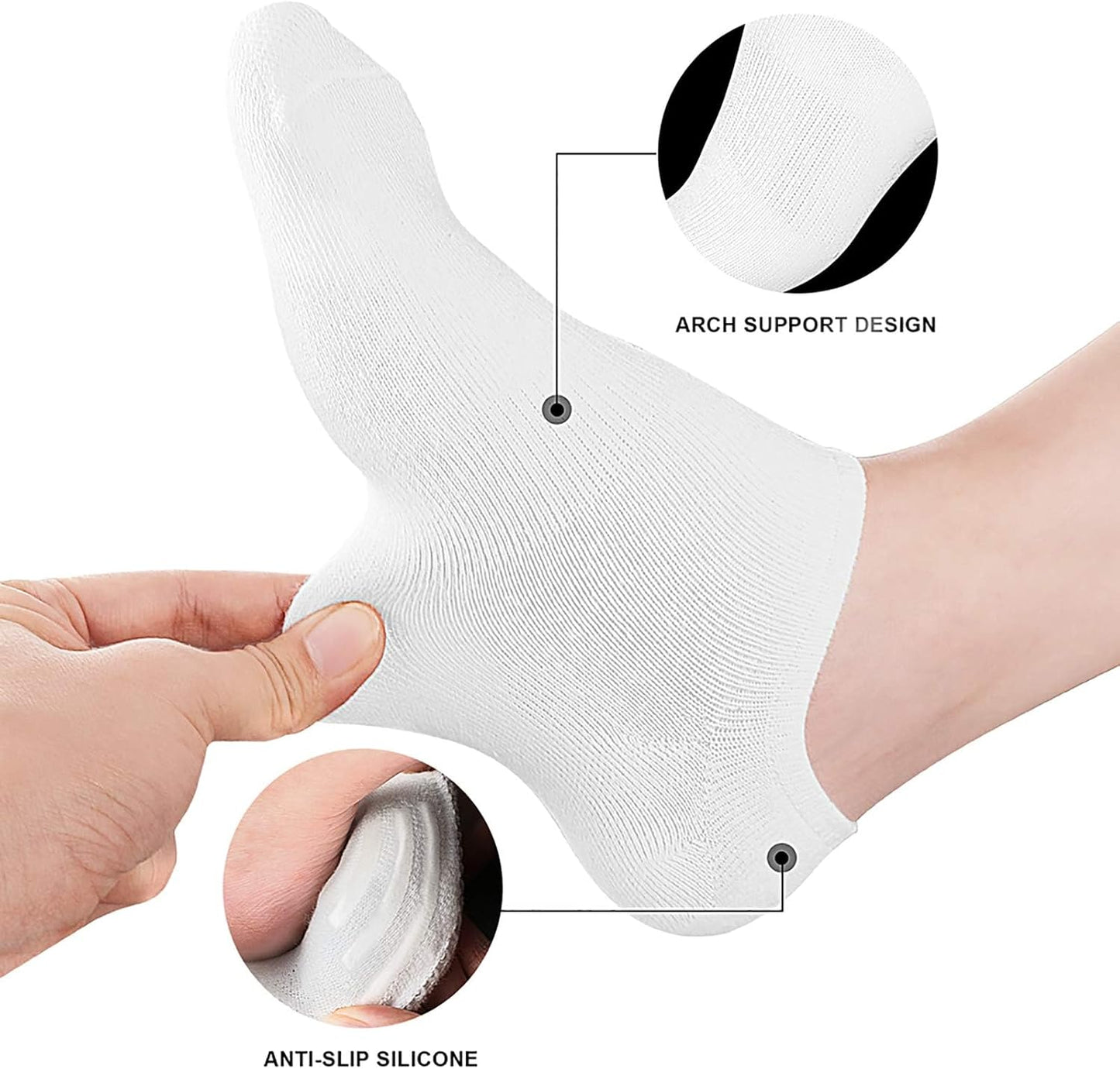 No Show Socks for Women - Non-Slip Flat Boat Line | 4-8 Pairs, Comfortable & Breathable