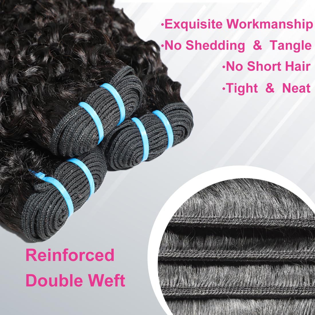 Burmese Curly Bundles Human Hair 18 20 22 Inches 3c4a Quick Weave 100% Unprocessed Real Human Hair Extensions 15A Water Wave with Spiral End Raw Double Weft for Women