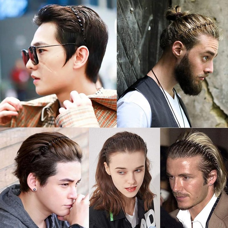 Unisex Metal Headbands - Fashionable Wavy Hair Bands for Outdoor Sports | Elastic Non-Slip 6-Pack