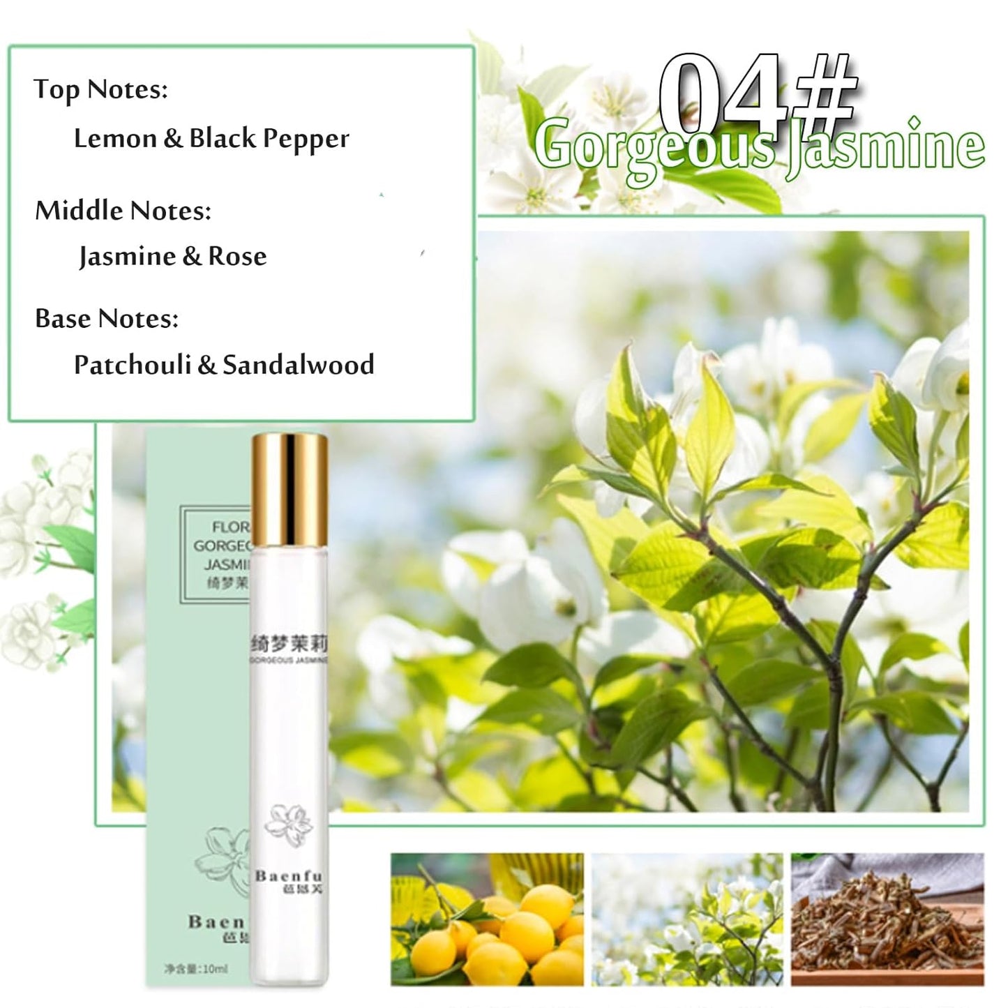 4PCS Eau de Parfum Roll-On Perfume Oils | Fresh Flower & Fruit Fragrances - 10 ml Each for Men & Women