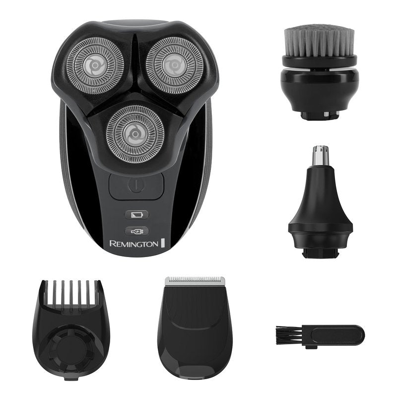 Remington Balder 3 Head Shaver Dual-Track Cutting Heads Multi-Directional Pivot 45 Minute Run Time 100 Percent Waterproof Complete Grooming Kit with Beard Trimmer Nose and Ear Trimmer