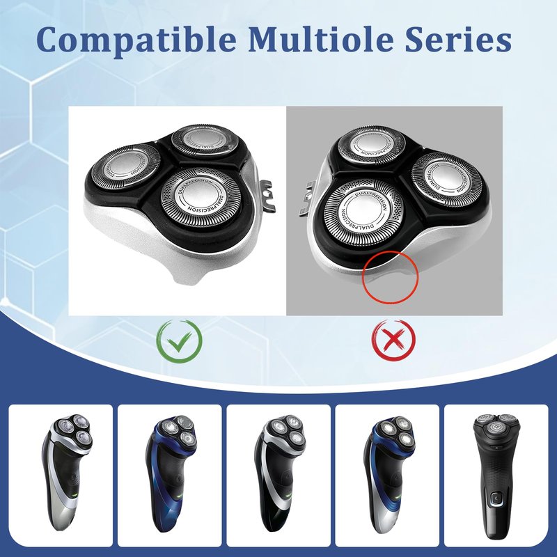 Replacement Heads for Phlips PT724 & More – HQ8 Blades Compatible with PT720/721/722/723/725/726/728/729/730, AT830, AT811, Norelco Aquatec Shavers (1 Head-Silver)