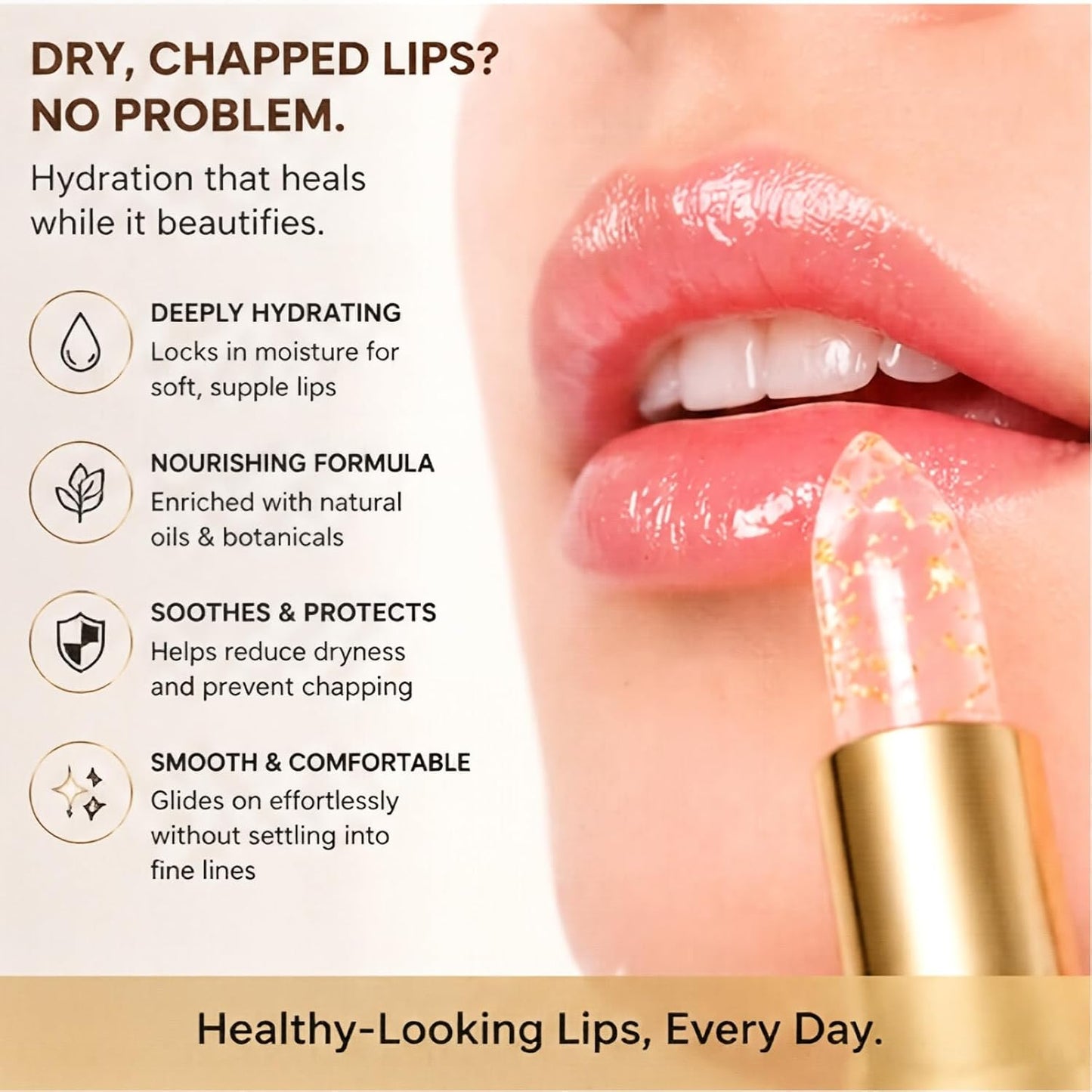 Color Changing Lipstick - pH & Temperature Activated Moisturizing Balm for Pink Lips | Long Lasting Sheer Gloss (1pc)