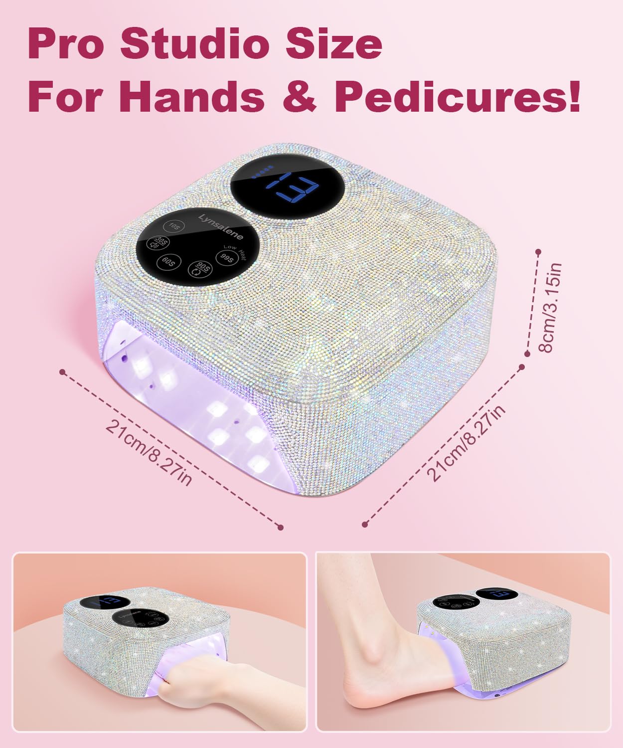 80W Cordless Wireless Nail Lamp, Professional UV Light for Gel Nails with Rechargeable Battery, Dual-Screen Display & Magnetic Base, Fast Curing Gel Polish Nail Dryer, LED Nail Light (Diamond)