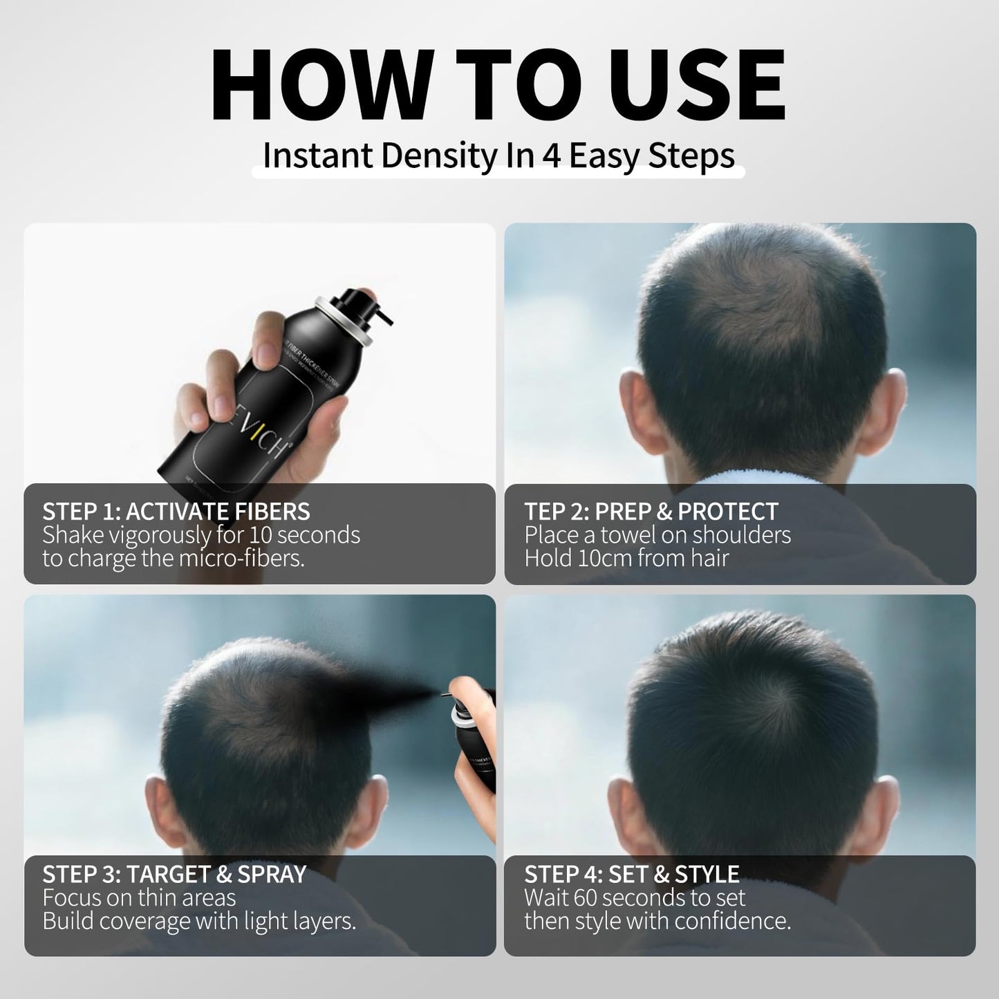 Sevich Hair Fiber Spray for Thinning Hair - Hair Building Fibers Instant Thickening for Men & Women, Waterproof & Sweatproof Root Touch Up Spray, Travel Size 80ml (Dark Brown)