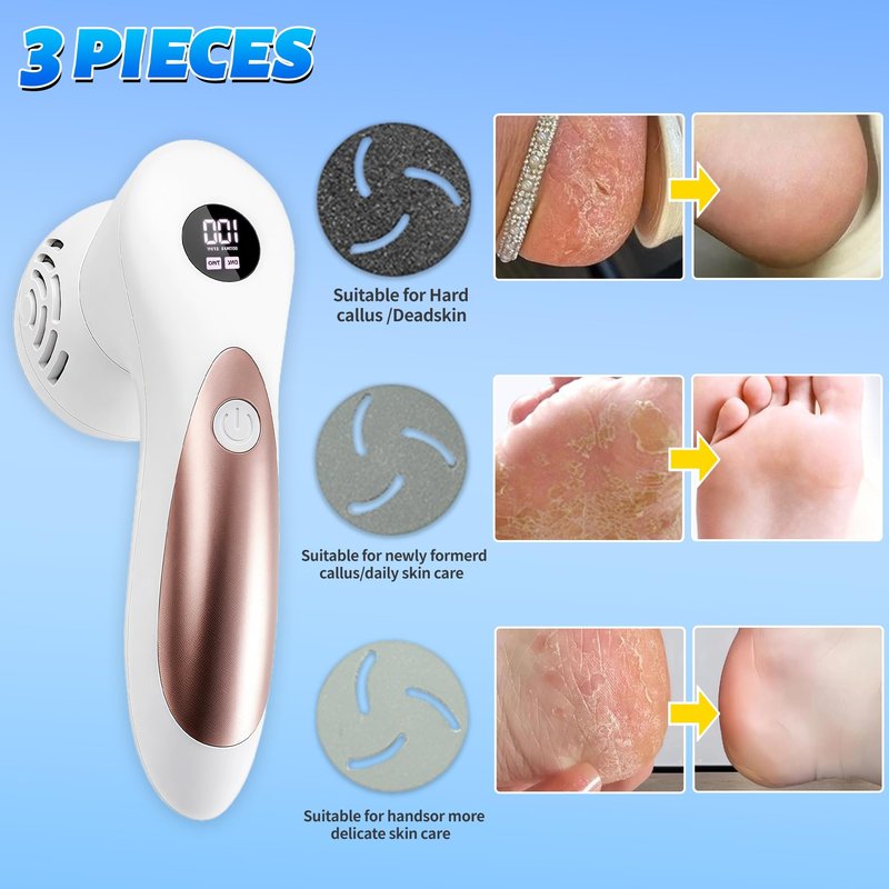 Doeean Electric Feet Foot Callus Remover Equipped with A Vacuum System Foot Scrubber 17 in 1 Professional Foot Care Tool Ipx6 Waterproof Rating for Removing Hard Cracks Dryness and Dead Skin (White)