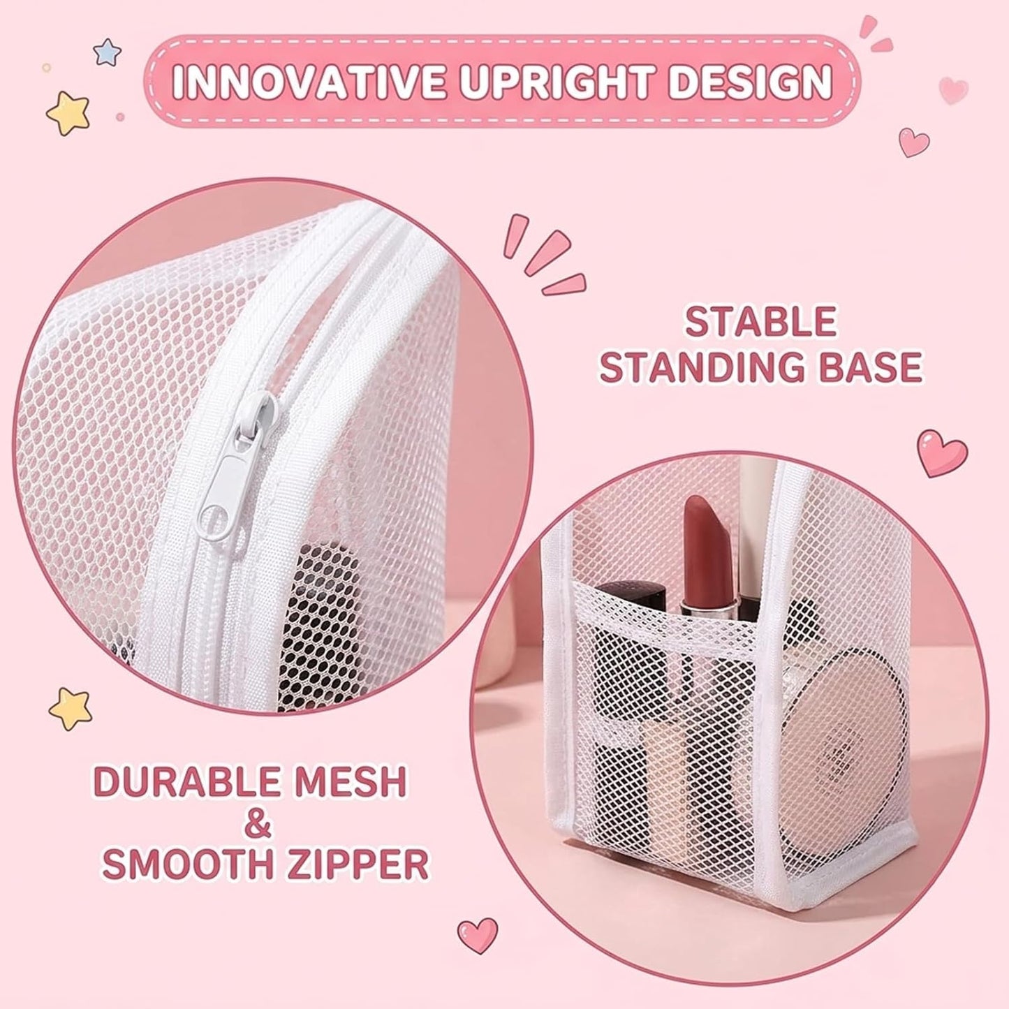Travel Toiletry Bag - Hanging Makeup Organizer with Clear Compartments | Large White Bag with Multiple Pockets