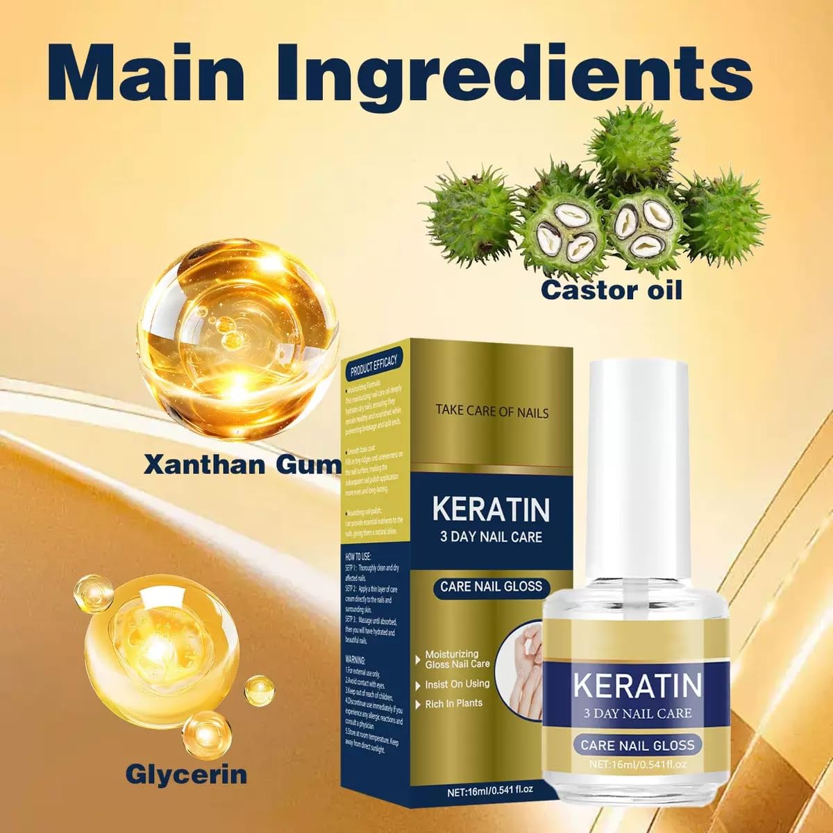 Keratin Nail Treatment - Strengthening Nail Care Oil with Aloe Vera & Lavender | Repairs Weak Nails (1pc)