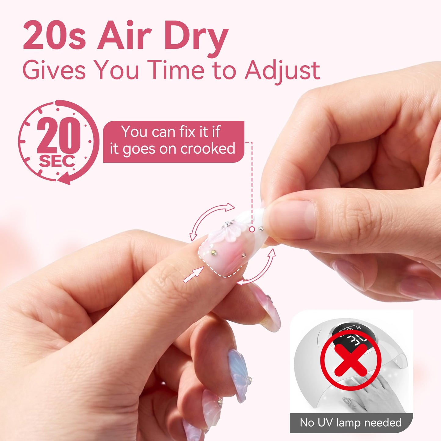 Makartt Press On Nail Glue: No UV Lamp Needed, 20s Air Dry Adjustable for Beginners, Strong Hold, Semi-Solid Precise Control, Easy for Press-On Users At-Home DIY, Hema-Free for Sensitive Nails 10ml*2