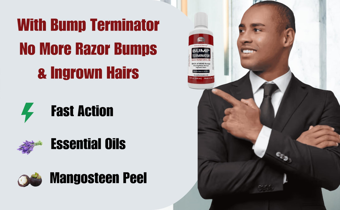 BUMP TERMINATOR Severe Bumps Treatment | Razor Bumps And Ingrown Hair Treatment | Bikini Bumps | Back of Head Bumps And Ingrown Hair Treatment, 4 oz. (Pack of 1)
