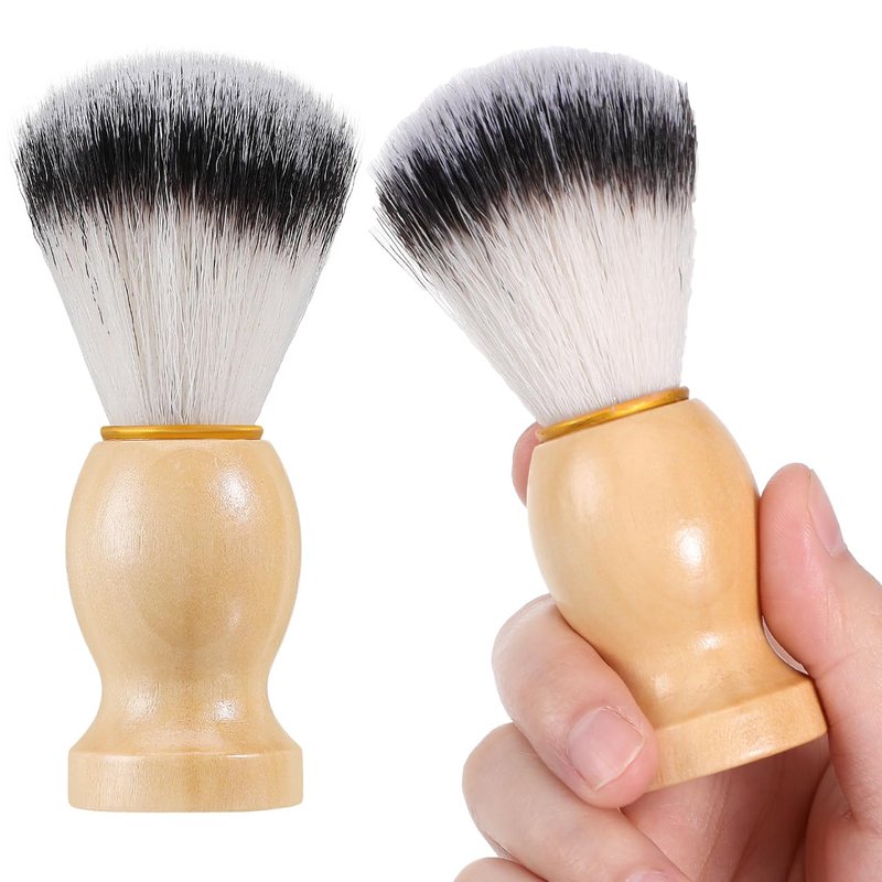 KALLORY Men S Shaving Brush 2-Pack with Soft Synthetic Bristles and Wooden Handle Handcrafted Salon Shave Tool for Beard Cleaning and Shaving Soap Application 4.05X1.22X1.22In
