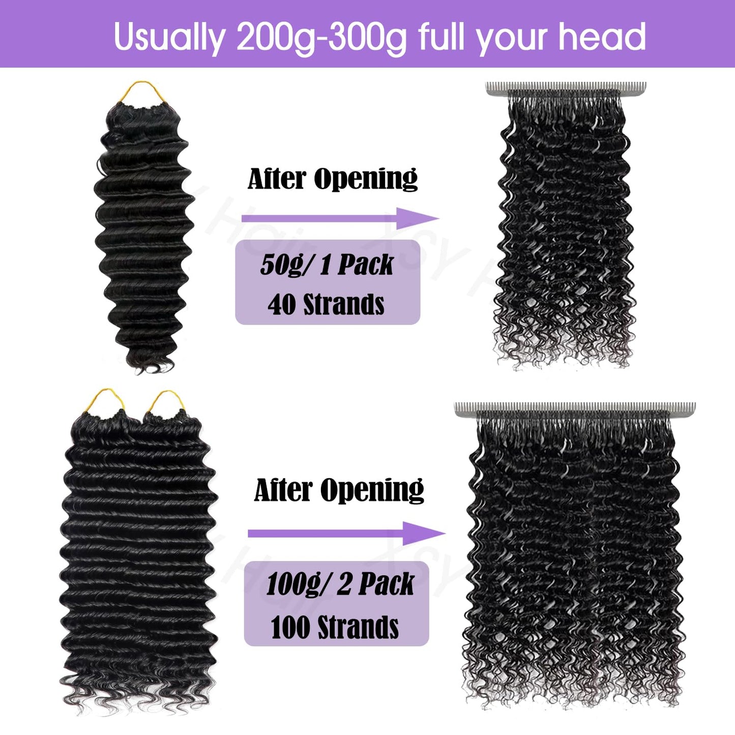 Human Crochet Hair for Black Women 18inch 50g Deep Wave Miracle Knots Crochet Human Hair, Invisible Knots Pre Separated Bundles Hair Extensions for Braiding Natural Colour