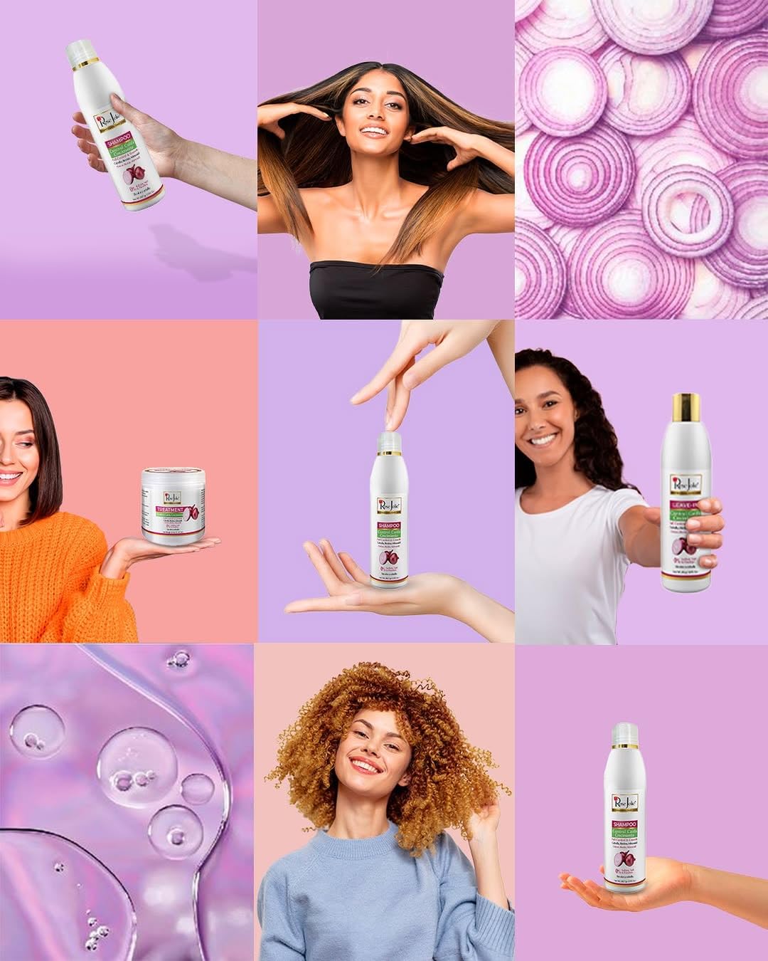 Rose Jolie Onion & Biotin Hair Treatment | Hair Fall Control & Growth Support | Deep Repair for Dry or Damaged Hair | Sulfate-Free, Salt-Free, Paraben-Free | No Onion Smell | 16 fl oz