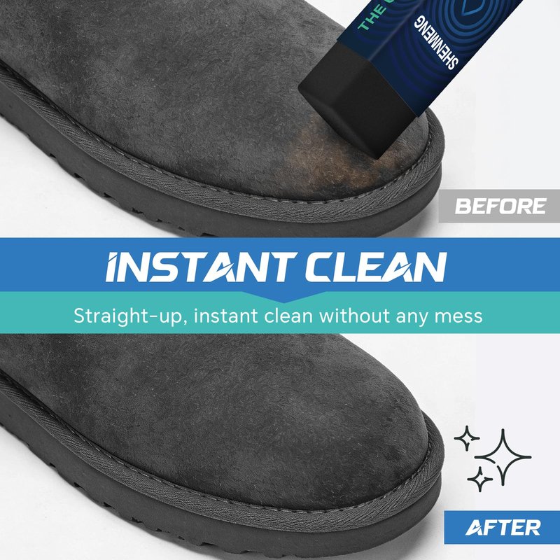 SHENMENG Suede & Nubuck Cleaner Kit, 2-in-1 Suede Brush & Horsehair Brush, White/Black Cleaning Eraser Block - Eliminate Stains, Remove Spots, Restore Nap, for Leather Shoes, Boots, Bags, Clothes