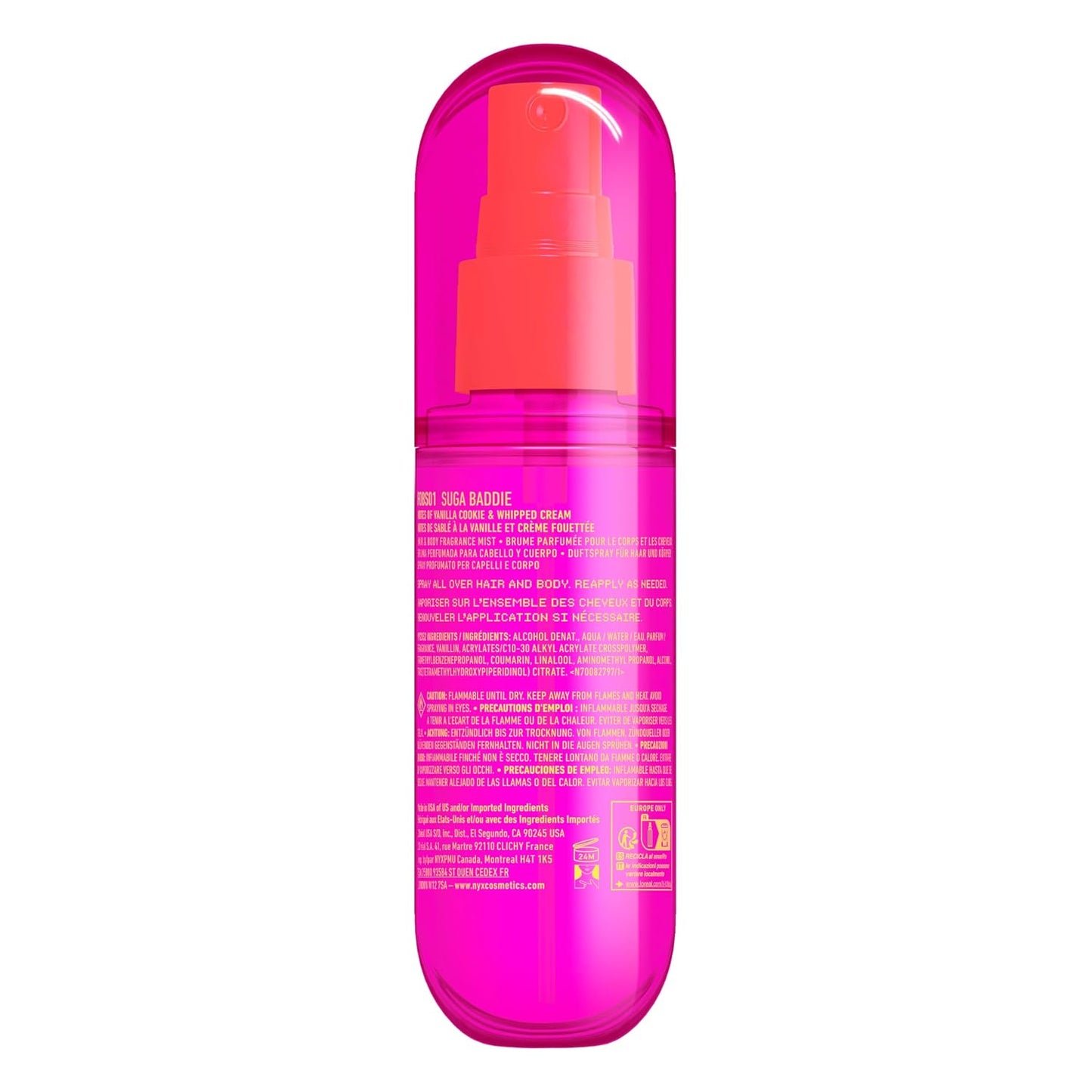 NYX Fat Oil Fragrance Mist - Suga Baddie Vanilla & Whipped Cream Scent | Long Lasting Hair & Body Spray, 2.7 fl oz