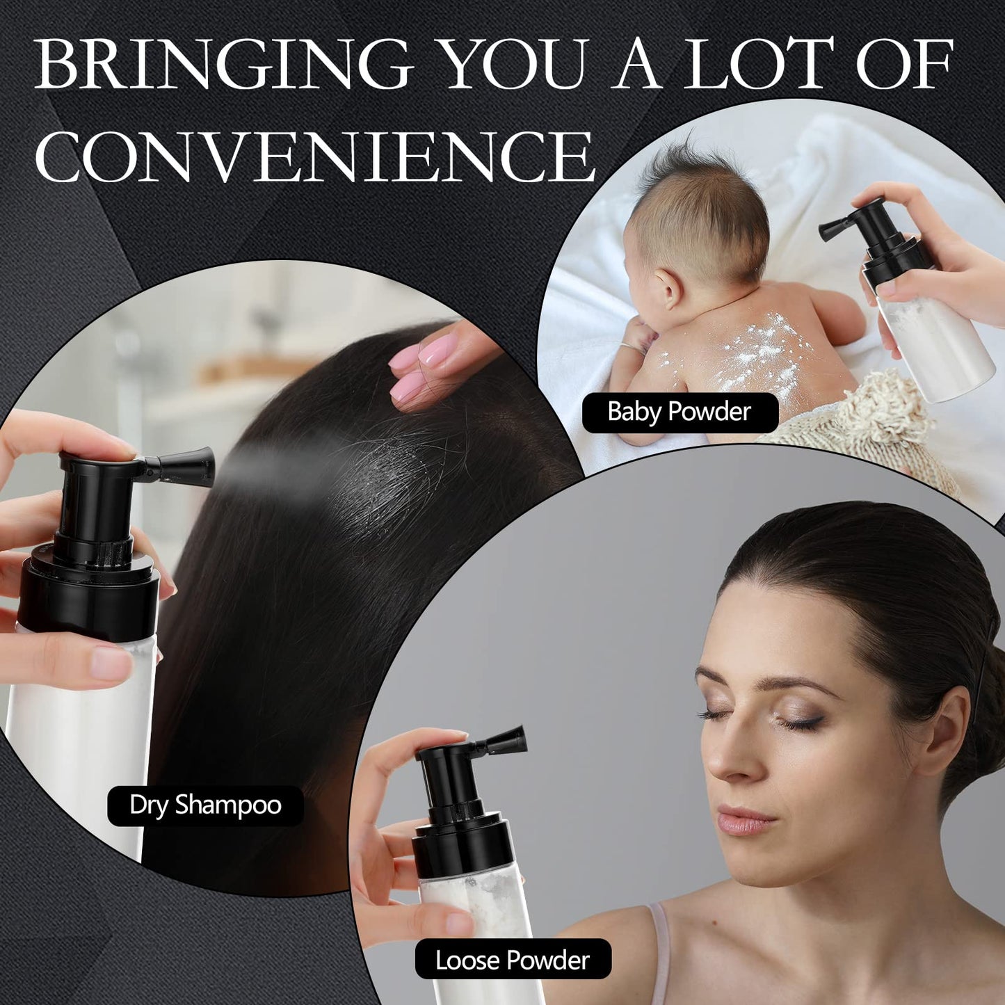 Yunlly 6 Pcs Powder Spray Bottle Barber Powder Container Dispenser Refillable Hair Fiber Applicator Sprayer Empty Travel Cosmetics Blower for Hair Salon Home Beauty, 140 ml