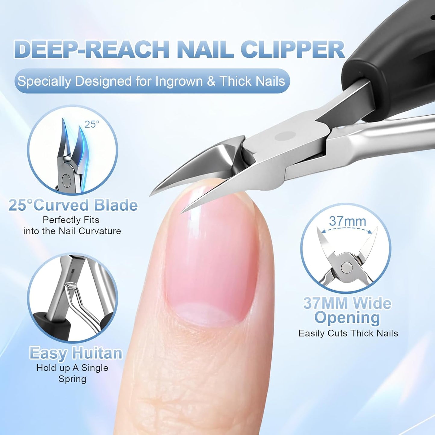 6-in-1 Toenail Clippers for Seniors - Heavy Duty Nail Cutter Set | 45° Angle for Ingrown Toenails, Arthritis Relief