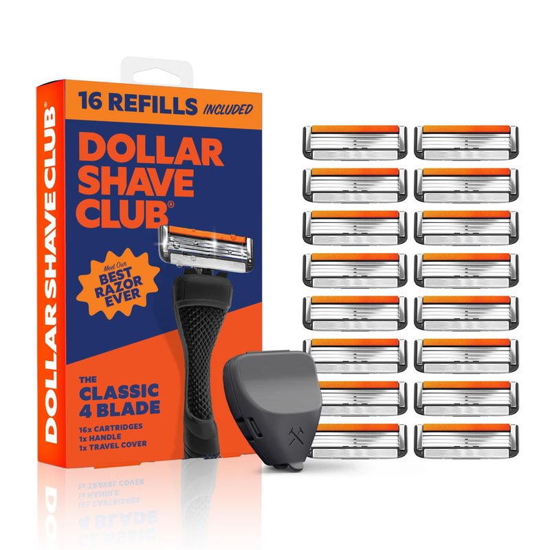 Dollar Shave Club | Bulk Shave Set | 16 Swift Rinse Refill Cartridges, 1 Handle (Black), 1 Razor Cover