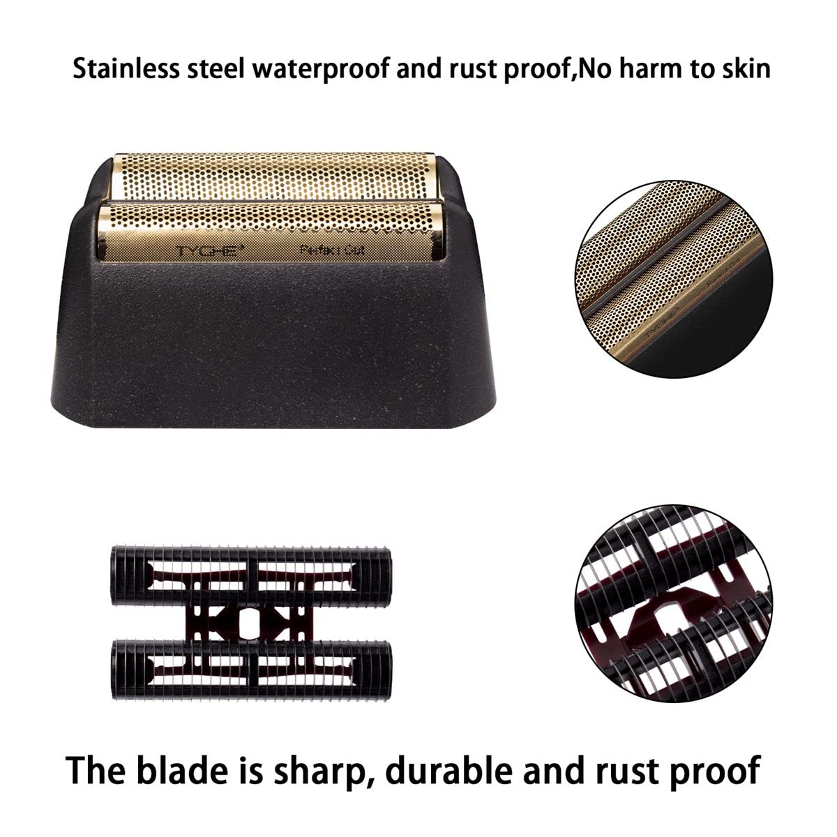 Professional Shaver Shaper Replacement Super Close Gold Foil and Cutter Bar Assembly, Compatible with 5 Star Series Model 7043, Gold