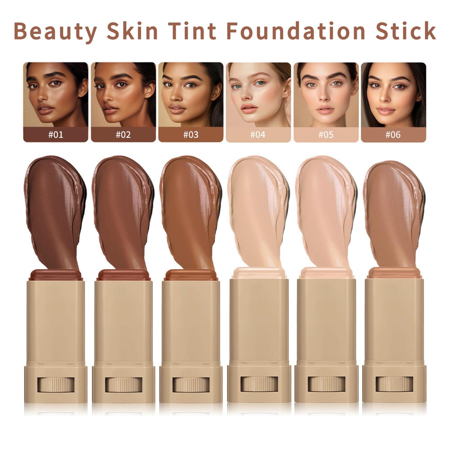 Melsintern Foundation Stick - Skin Tint & Contour Stick, Serum-Boosted Beauty Balm, Buildable Coverage, Natural Finish, Long-Lasting Wear, For Many Skin Tones (03#)