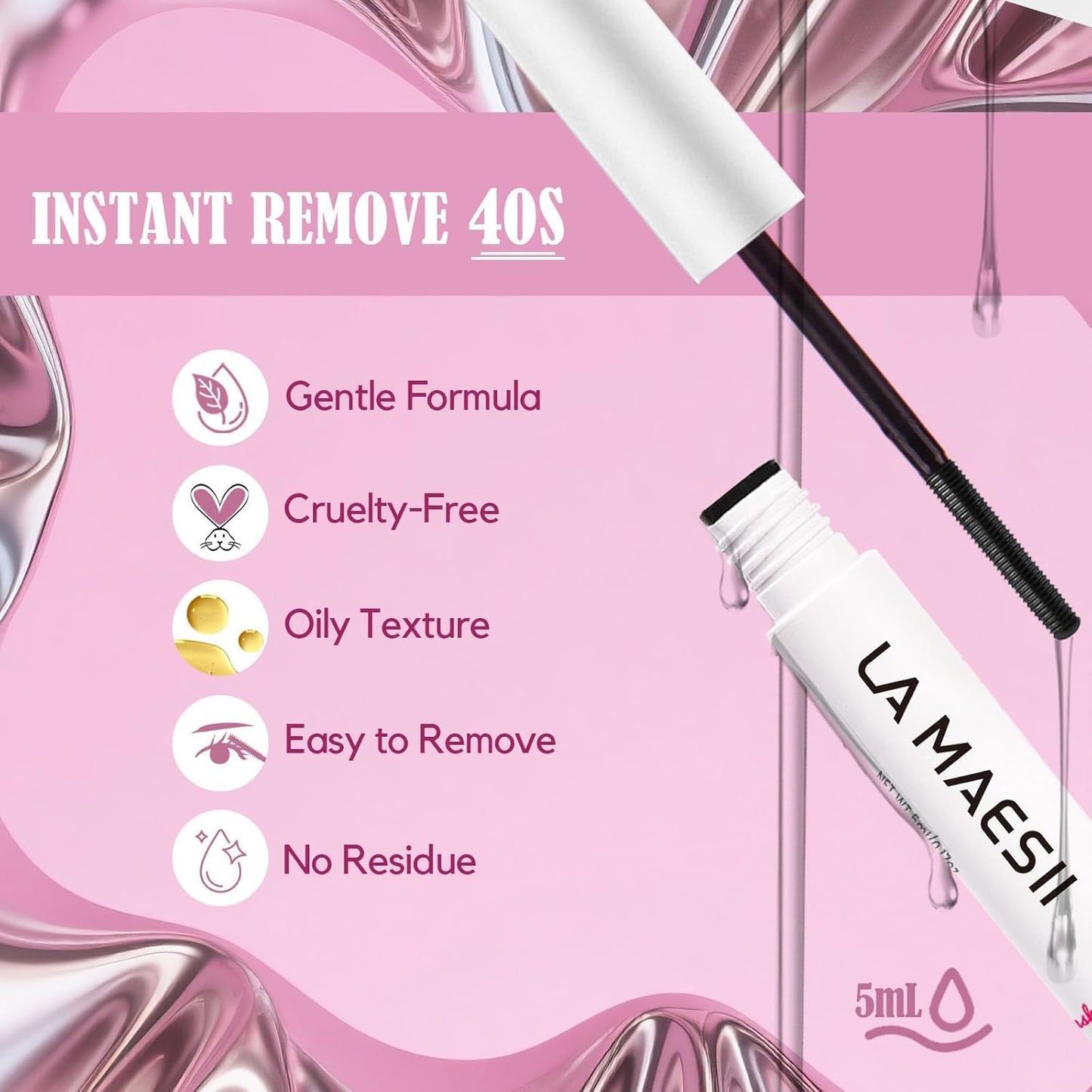 Lash Remover for Lash Clusters - Gentle Clear Formula for Sensitive Eyes | 5ML DIY Eyelash Extension Solution