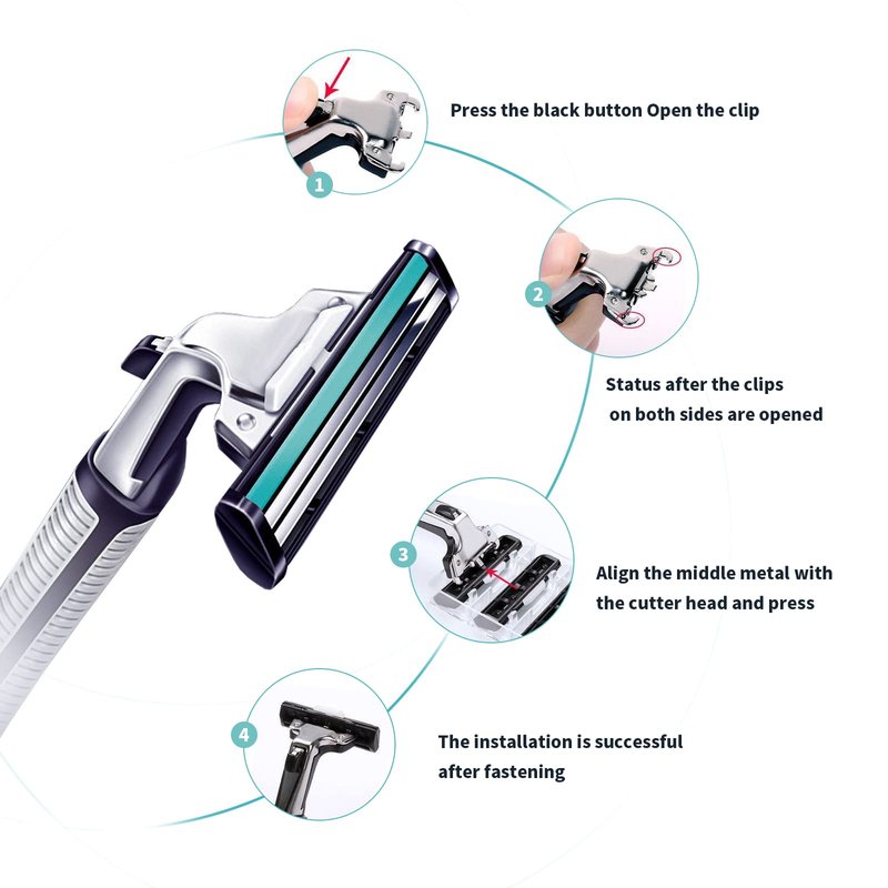 Razors for men Shaving,2-Blade mens Razor Includes 1 Handles and 30 Replaceable razor head, Non-Slip Travel Carry Shaver for men Pack