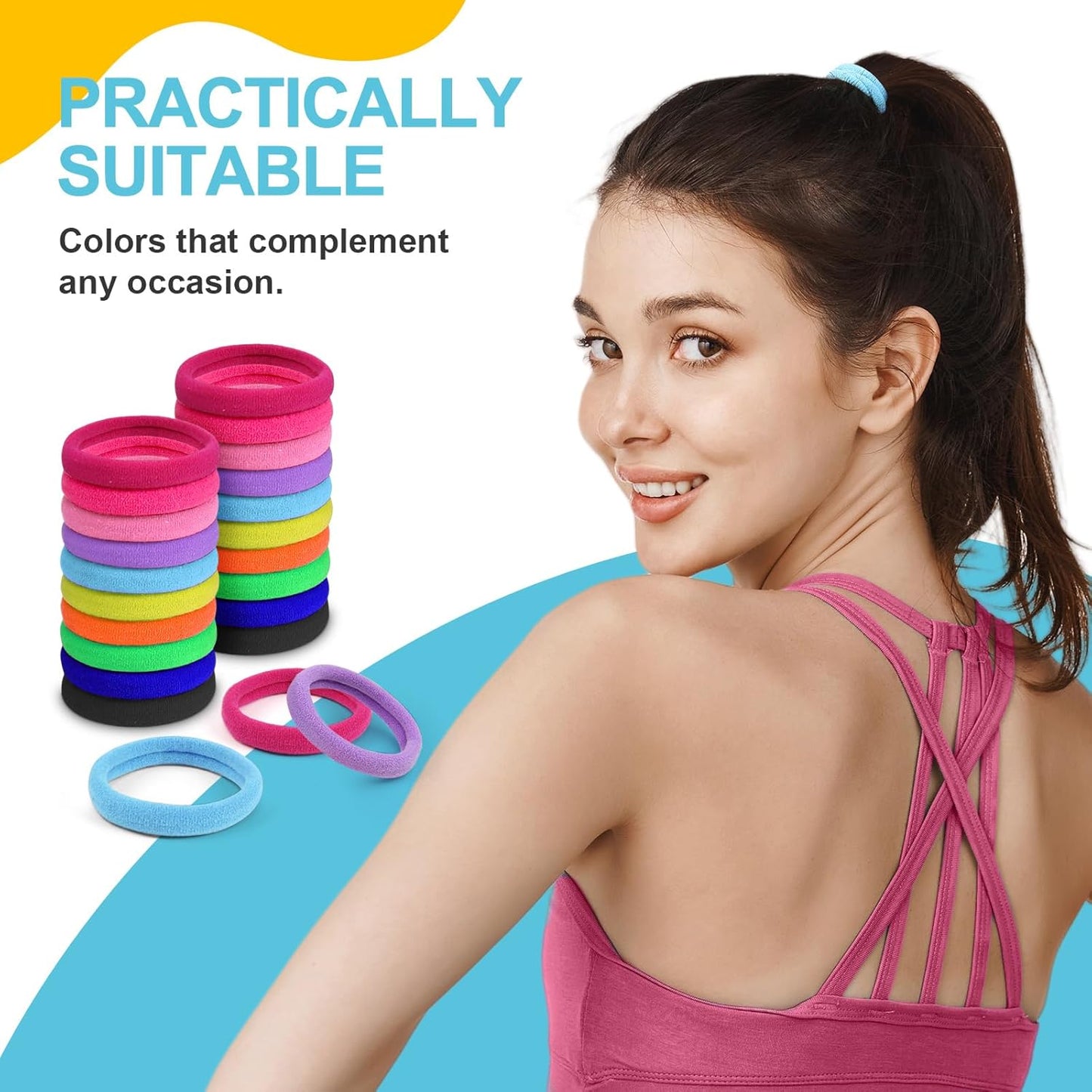 Seamless Hair Band | No-Crease Ponytail Holders - 10 Multi-Color Small Hair Ties (4cm)