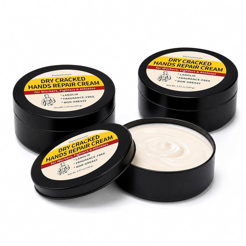 Hand Cream for Dry Cracked Hands - 3-Pack Moisturizing Balm with Lanolin | Fragrance-Free, Non-Greasy, 3.53 oz