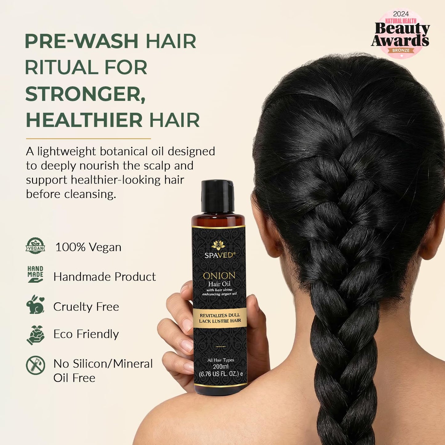 Onion Hair Oil with Rosemary & Argan - Nourishes Scalp & Hair | 6.76 oz, Vitamin E & Jojoba Oil, Sulfate-Free