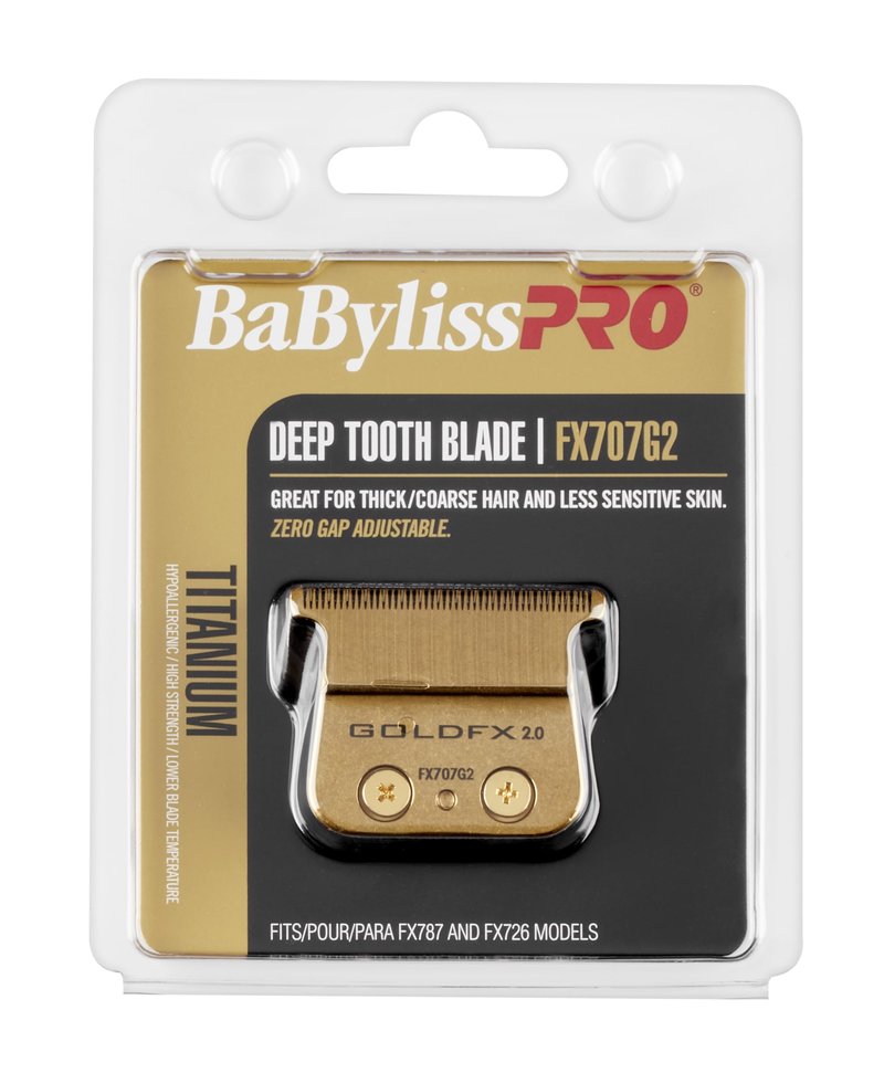 BaBylissPRO Barberology Deep Tooth Trimmer Replacement Blade for Outlining Hair Trimmers (FX707G2), Gold