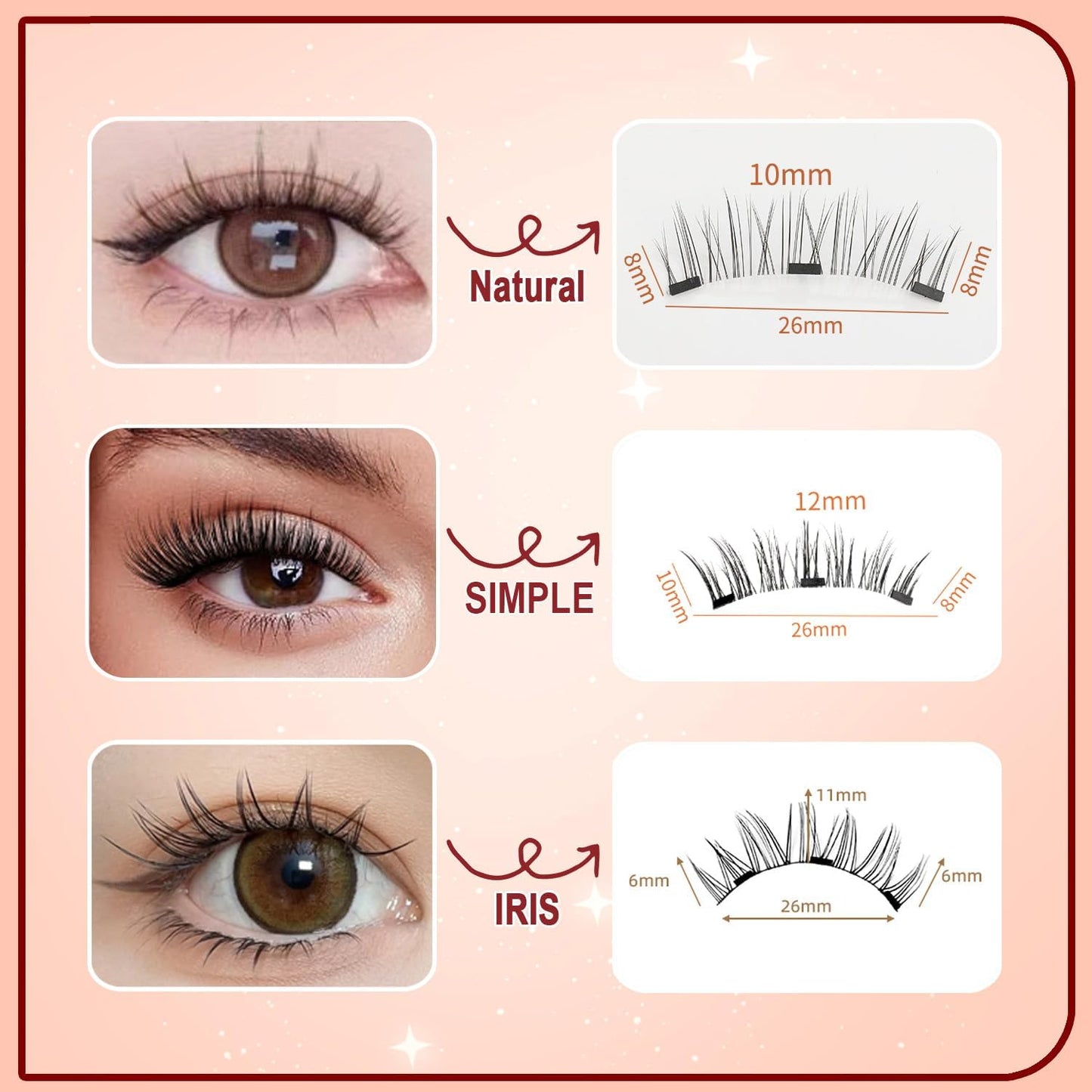 Meylora Magnetic Lashes,Magnetic Lashes,Magnetic Eyelashes with Applicator,Reusable Magnet Eyelashes without Eyeliner Natural Look No Glue Needed (Natural+Iris)