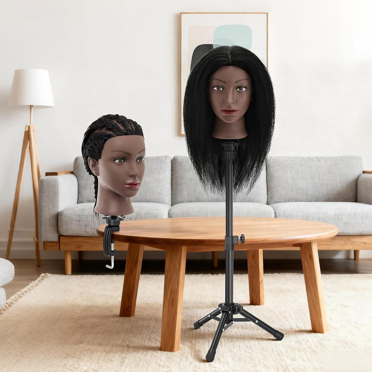 Human Hair Mannequin Head - 18" Cosmetology Doll for Hair Styling & Braiding | Includes Table Clamp Stand