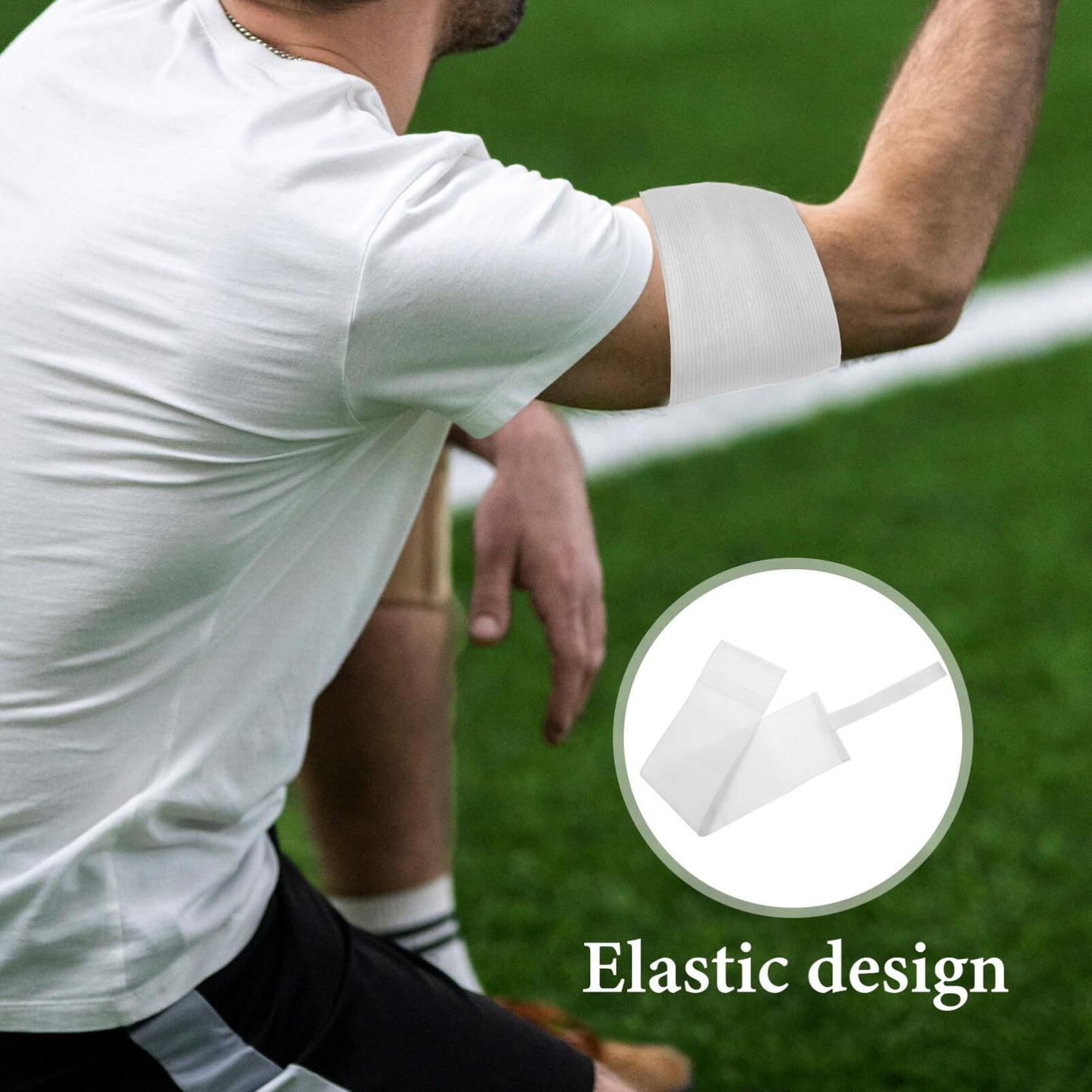 POPETPOP Adjustable White Captain Armband 4-Pack for Soccer Football Basketball Team Sports Elastic Blank DIY Player Bands 17.71X2.75In