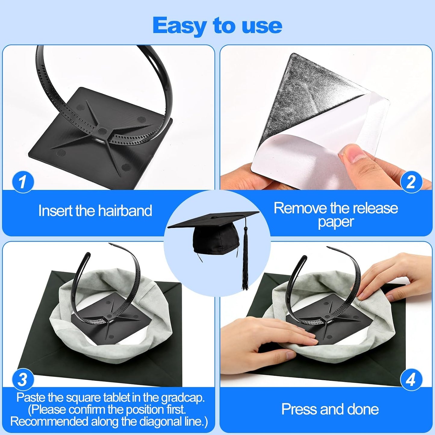 Graduation Cap Headband - Secure Anti-Fall Hairband for Graduates | Comfortable Fit for Students