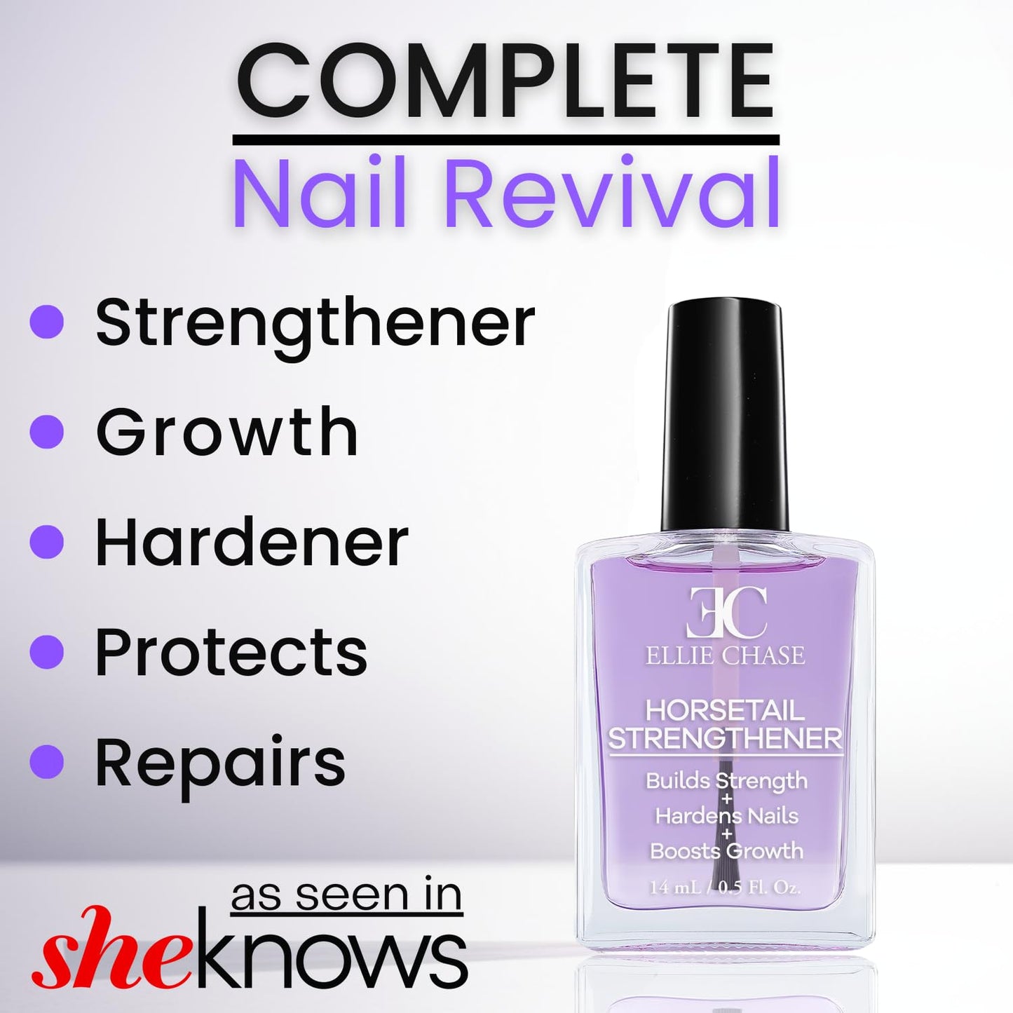 Horsetail Nail Strengthener - Growth & Repair Treatment Polish 0.5 OZ | Strengthens Weak, Chipped, & Damaged Nails