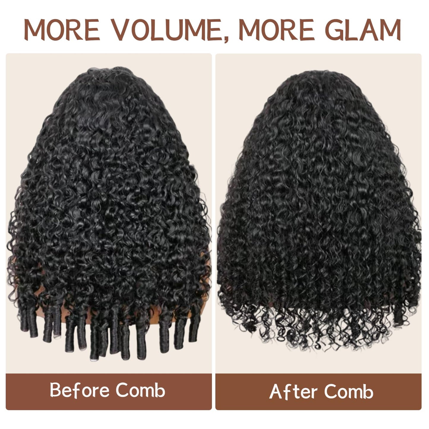 Burmese Curly Half Wig - 220% Density 100% Real Human Hair | Glueless 3-in-1 Headband Wig, 16 Inch