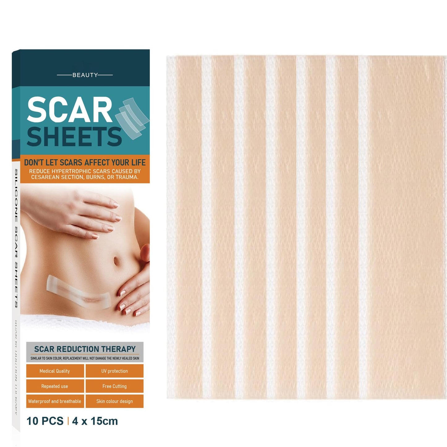 Silicone Scar Sheets(10 Pack),LXIANGN Medical Grade Silicone Strips (1.5" x 6") Professional Scar Removal Sheets Surgical Skin Care