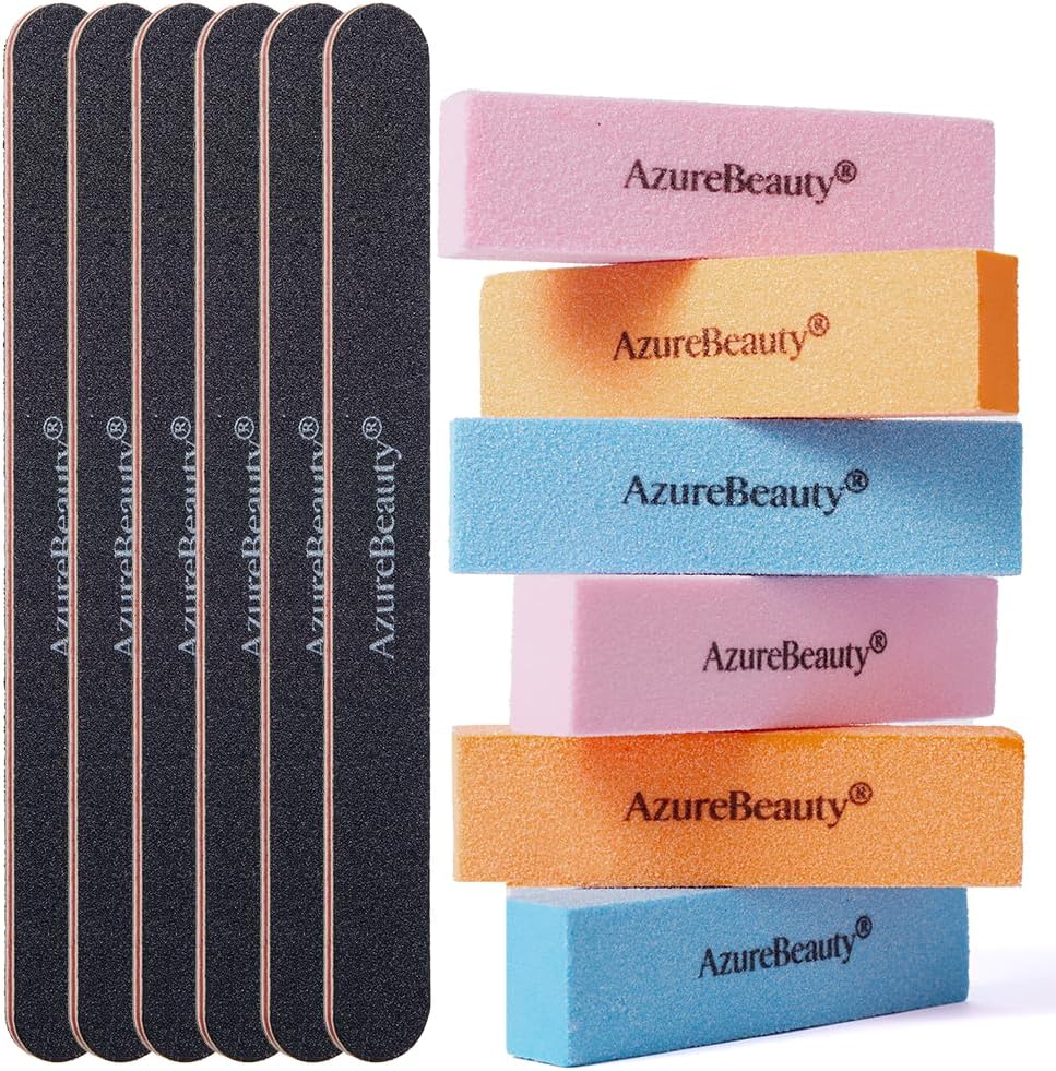 Nail Files and Buffers - Professional 12-Piece Manicure Tools Kit | 100/180 Grit for Natural Nails