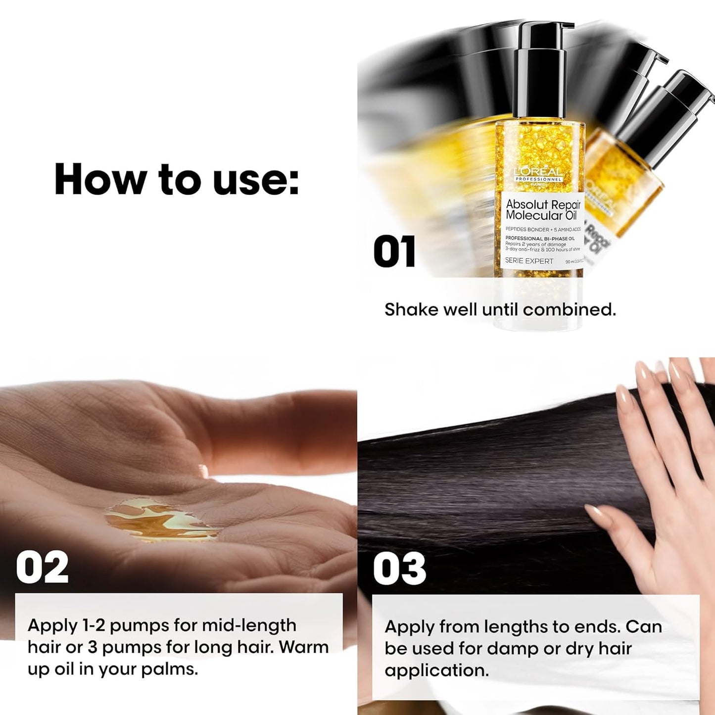 L'Oréal Professionnel Paris Hair Oil - High Shine Bi-Phase Formula, Repairs Damage & Reduces Frizz | Lightweight, Fast-Absorbing